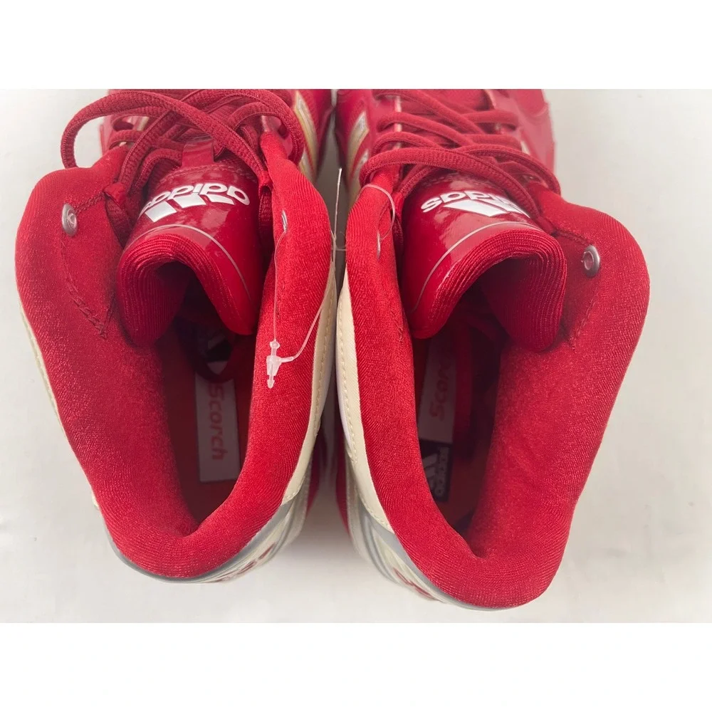 Adidas Scorch Destroy D Mi Red White Football Cleats Mens 9.5 Mid Top No spikes‎